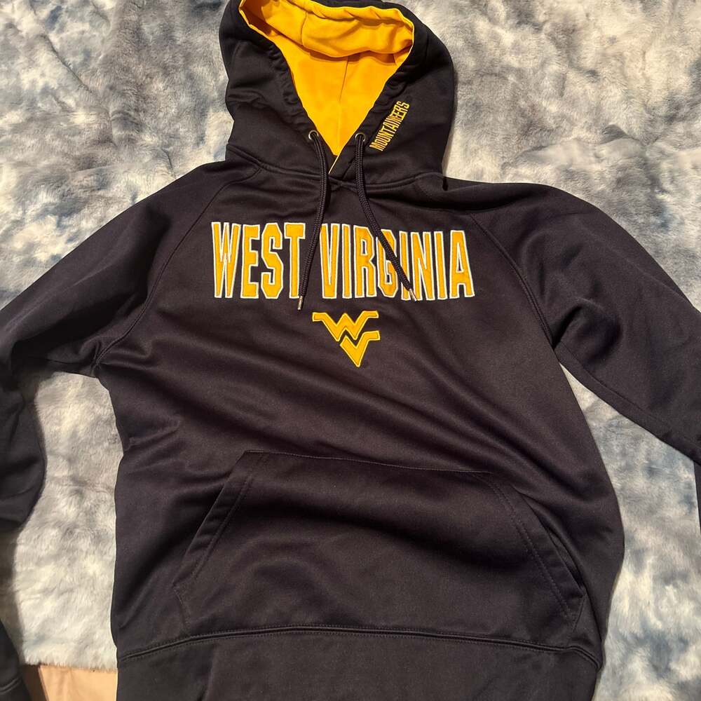 West Virginia Mountaineers Stadium Athletics Navy & Gold Pullover Hoodie Size Sm
